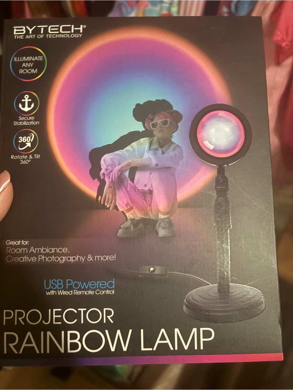 BYTECH Rainbow Projector Lamp USB Powered - Pink/Multicolor